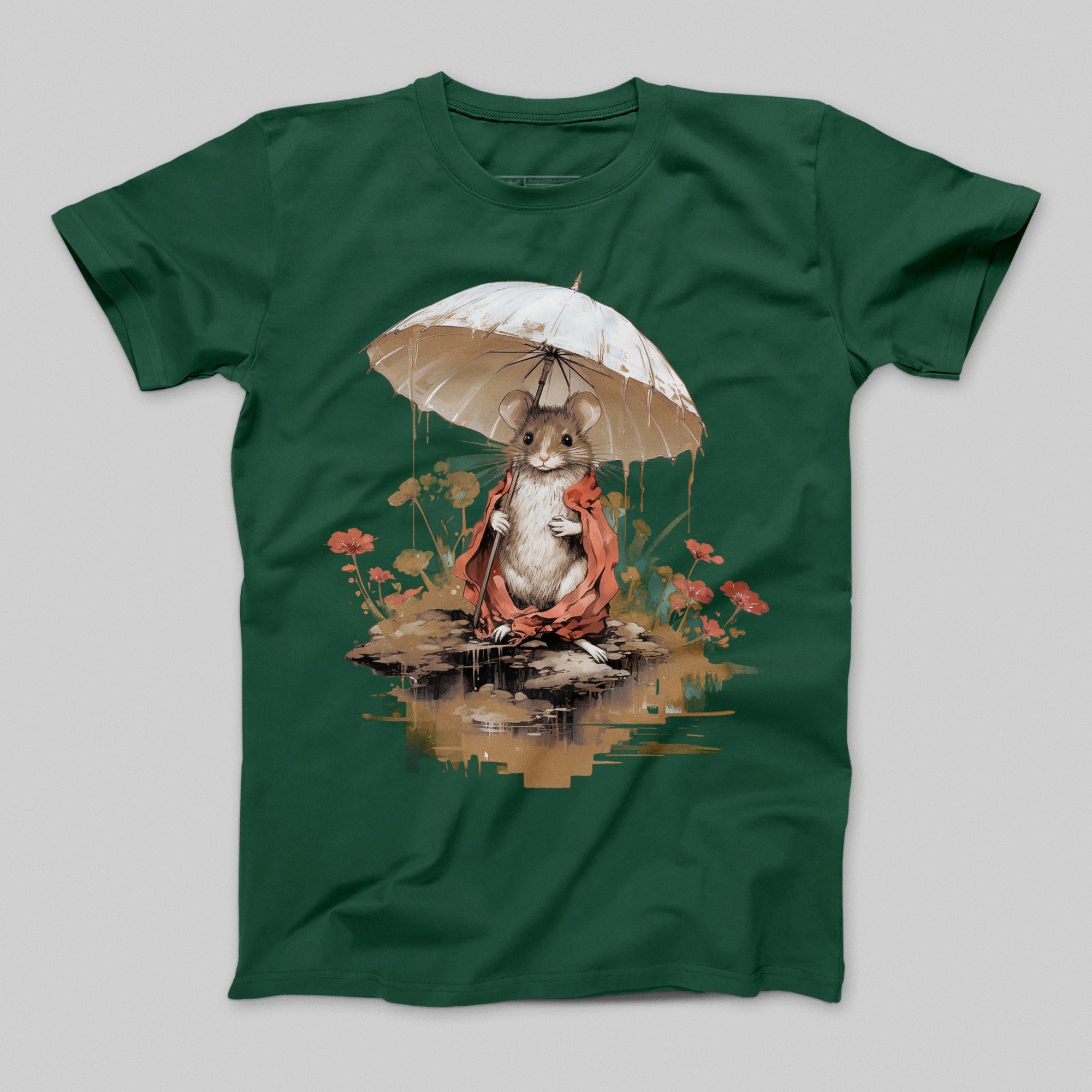 Cute Mouse with Umbrella Artwork T-Shirt