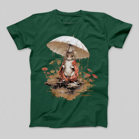 Cute Mouse with Umbrella Artwork T-Shirt