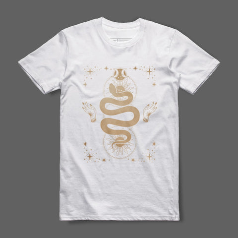 Mystic Gold Snake and Hands Graphic Tee