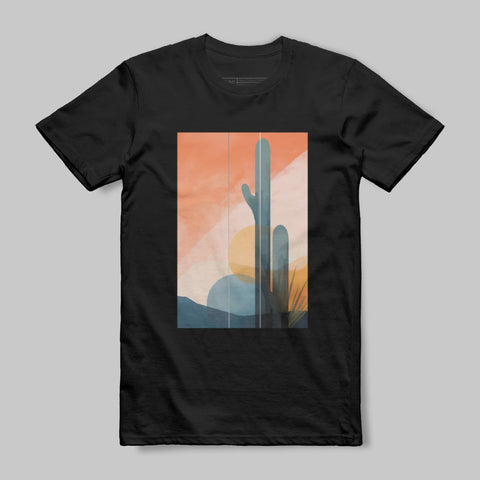 Sunset Desert Cactus Artistic Graphic T-shirt