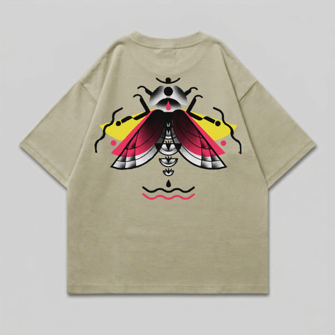 Stylized Moth Back Graphic T-shirt Unique Artwork product type