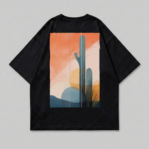 Cactus Desert Sunset Abstract Art Design Black product type