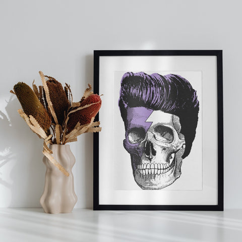 Skull with Lightning Bolt Wall Art Decor