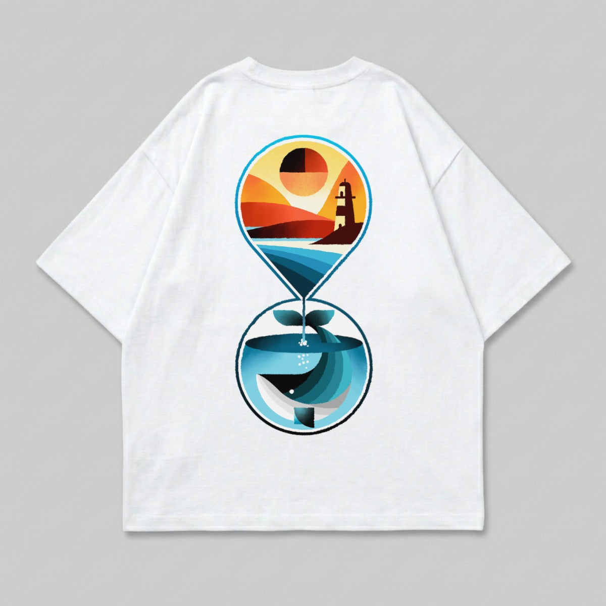 Lighthouse Whale Sunset Ocean Graphic Art product type