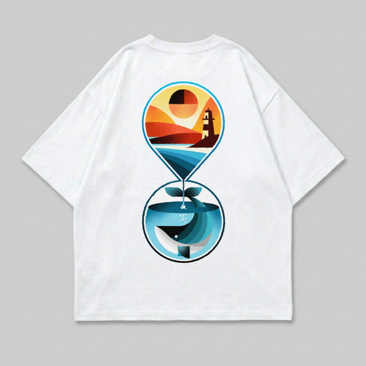 Lighthouse Whale Sunset Ocean Graphic Art product type