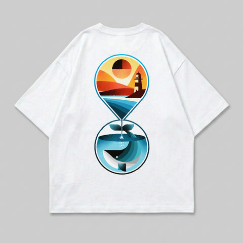 Lighthouse Whale Sunset Ocean Graphic Art product type