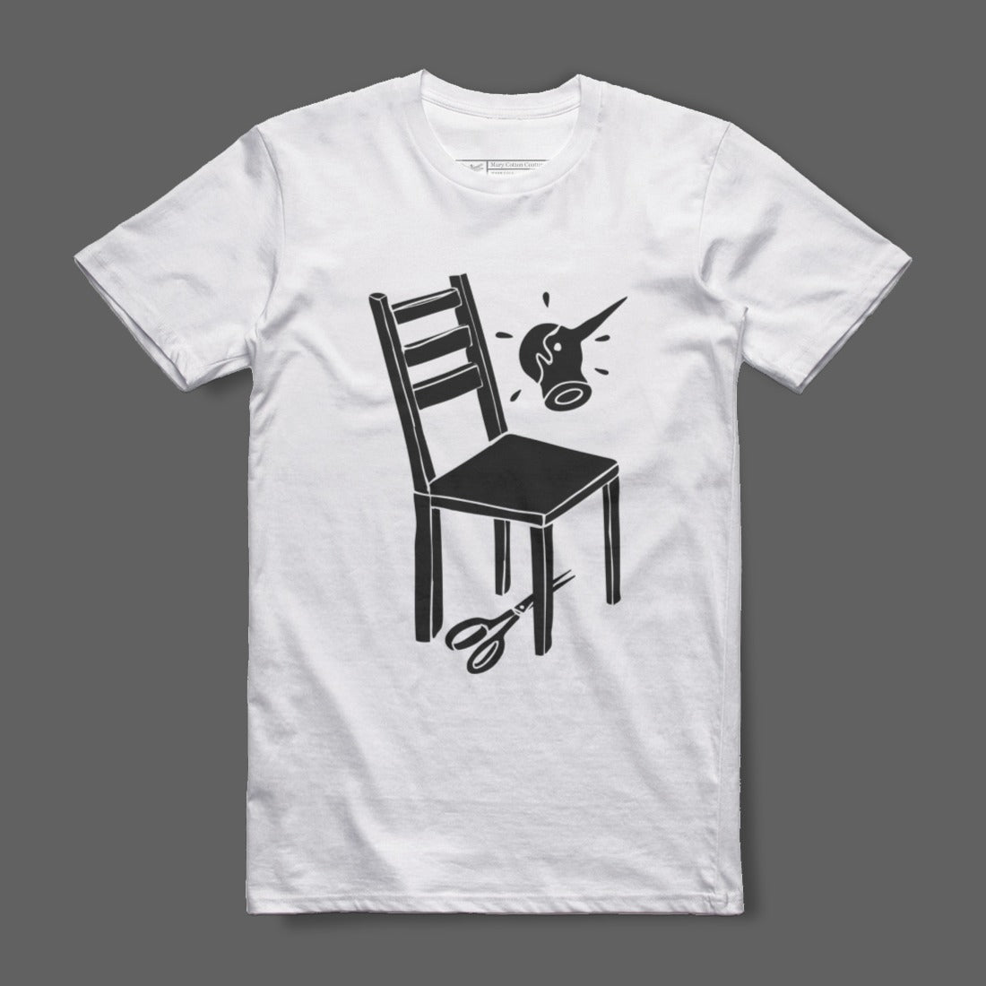 Creative Graphic Chair and Scissors Design Shirt