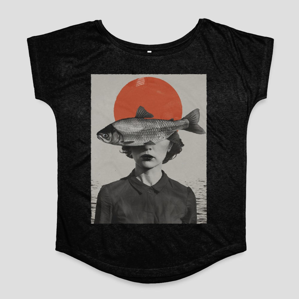 Surreal Fish Face Art Graphic Women's T-shirt