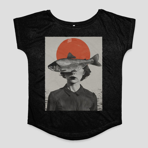 Surreal Fish Face Art Graphic Women's T-shirt