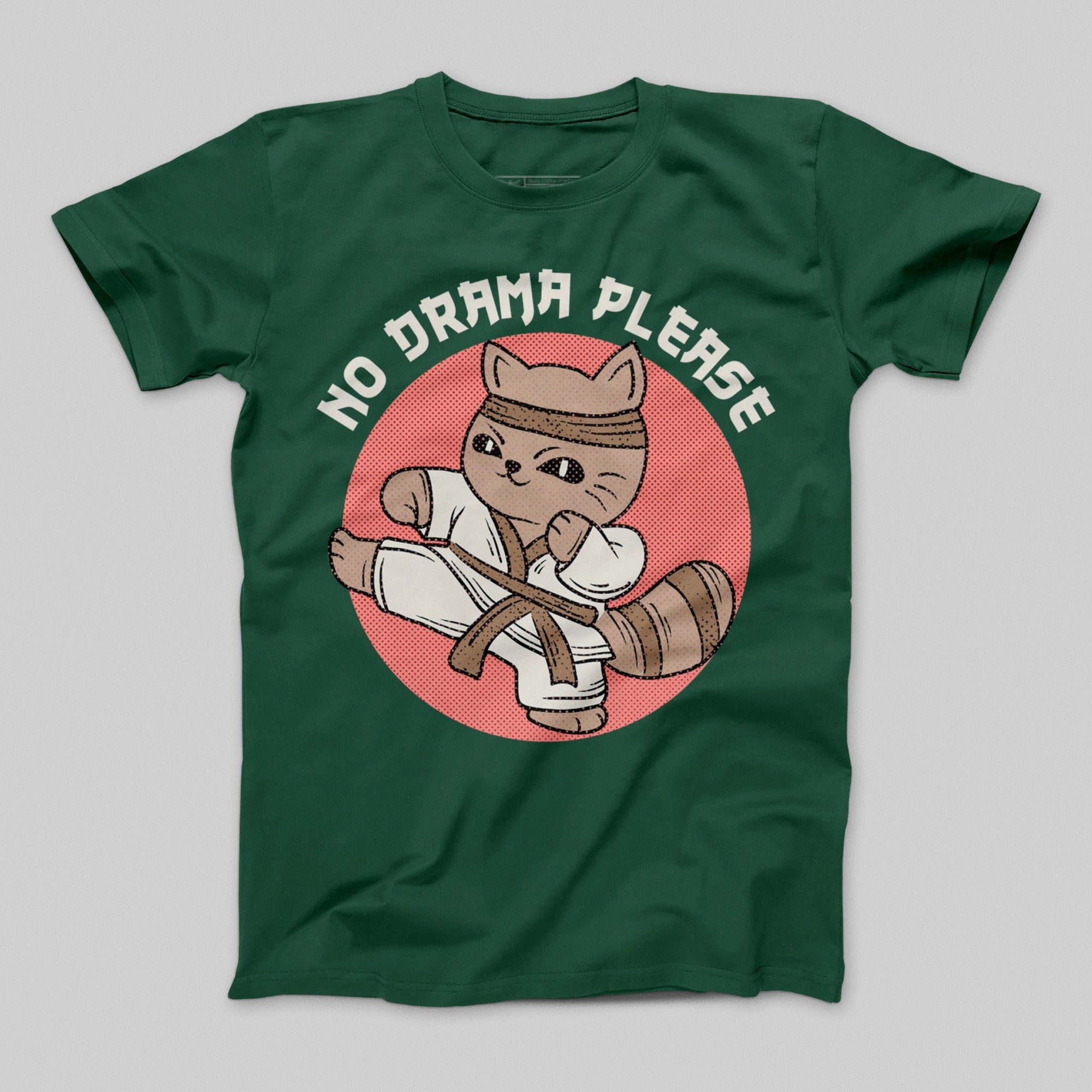 No Drama Please Karate Cat Graphic T-Shirt
