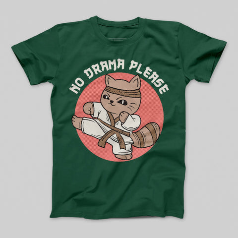 No Drama Please Karate Cat Graphic T-Shirt