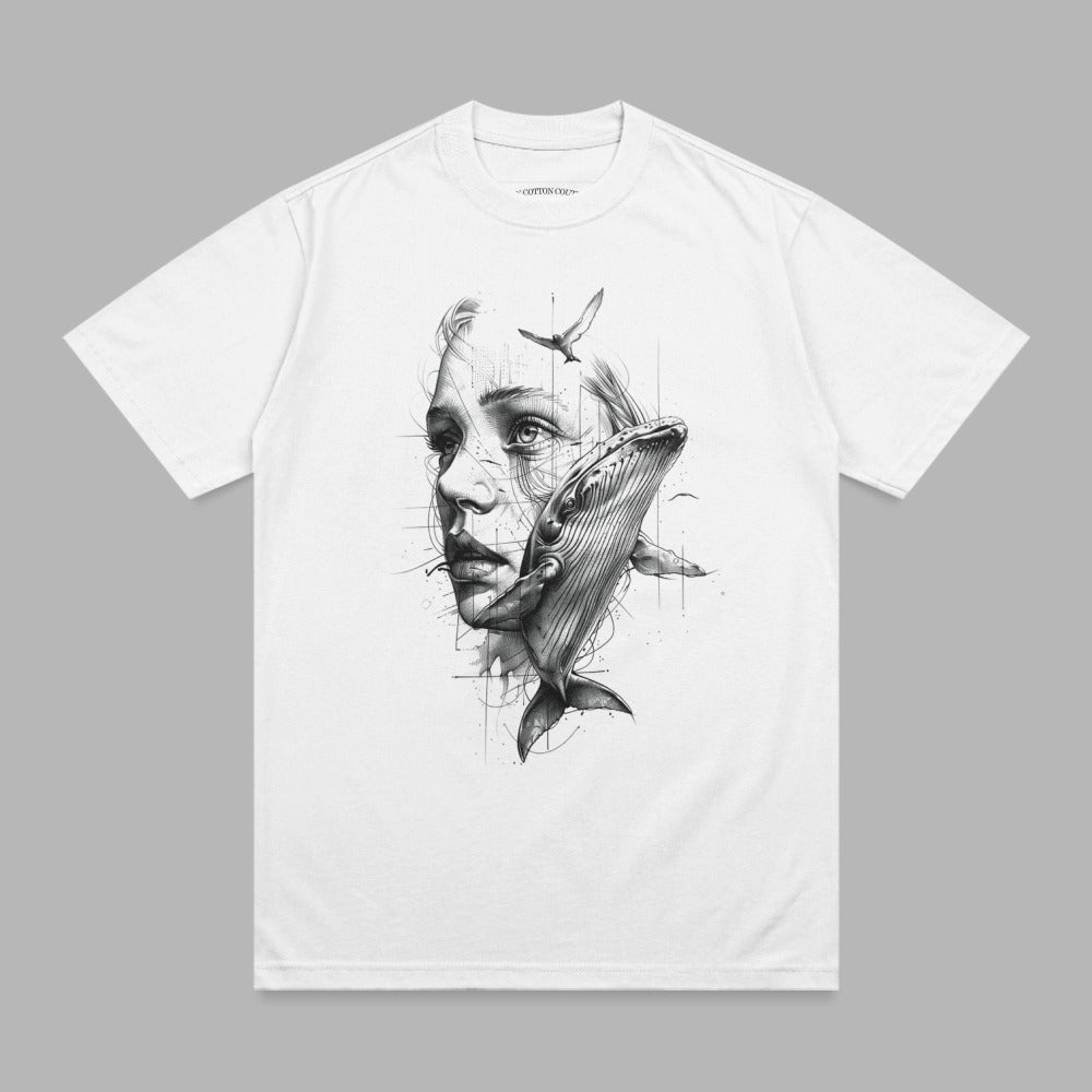 Woman Face Whale Bird Sketch Abstract Geometric Design product type