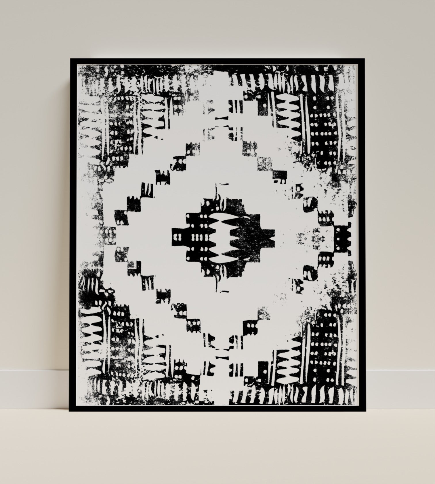 Abstract Black and White Geometric Wall Art Print