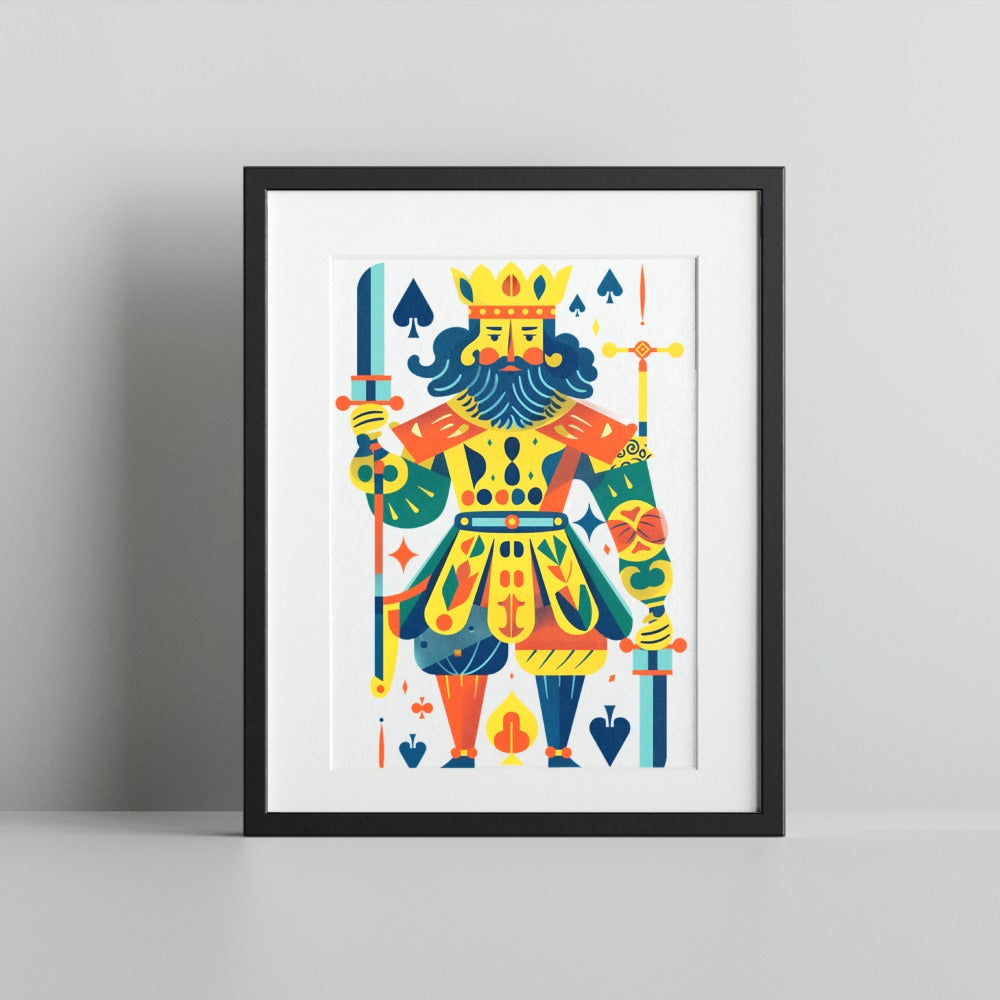Colorful King of Spades Illustrated Art Print