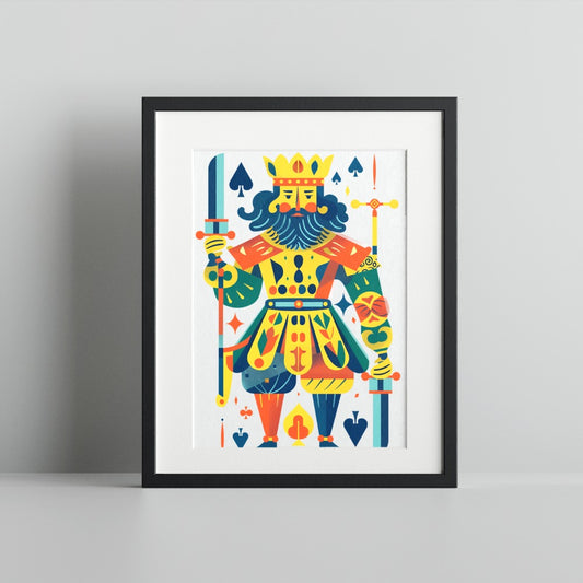 Colorful King of Spades Illustrated Art Print