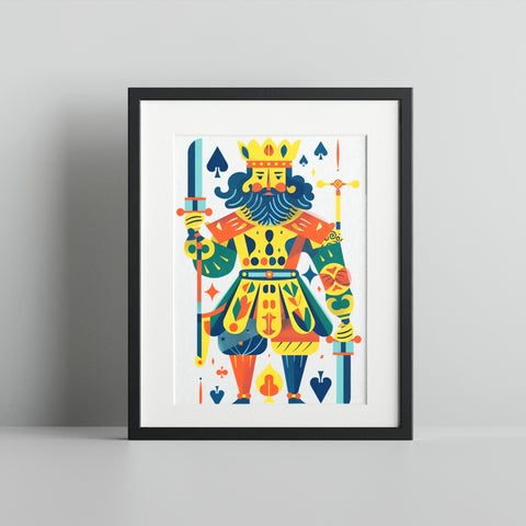 Colorful King of Spades Illustrated Art Print