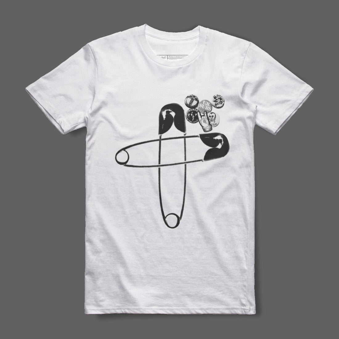 Artistic Black and White Safety Pin Graphic Tee product