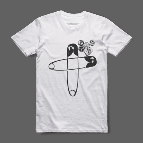 Artistic Black and White Safety Pin Graphic Tee product