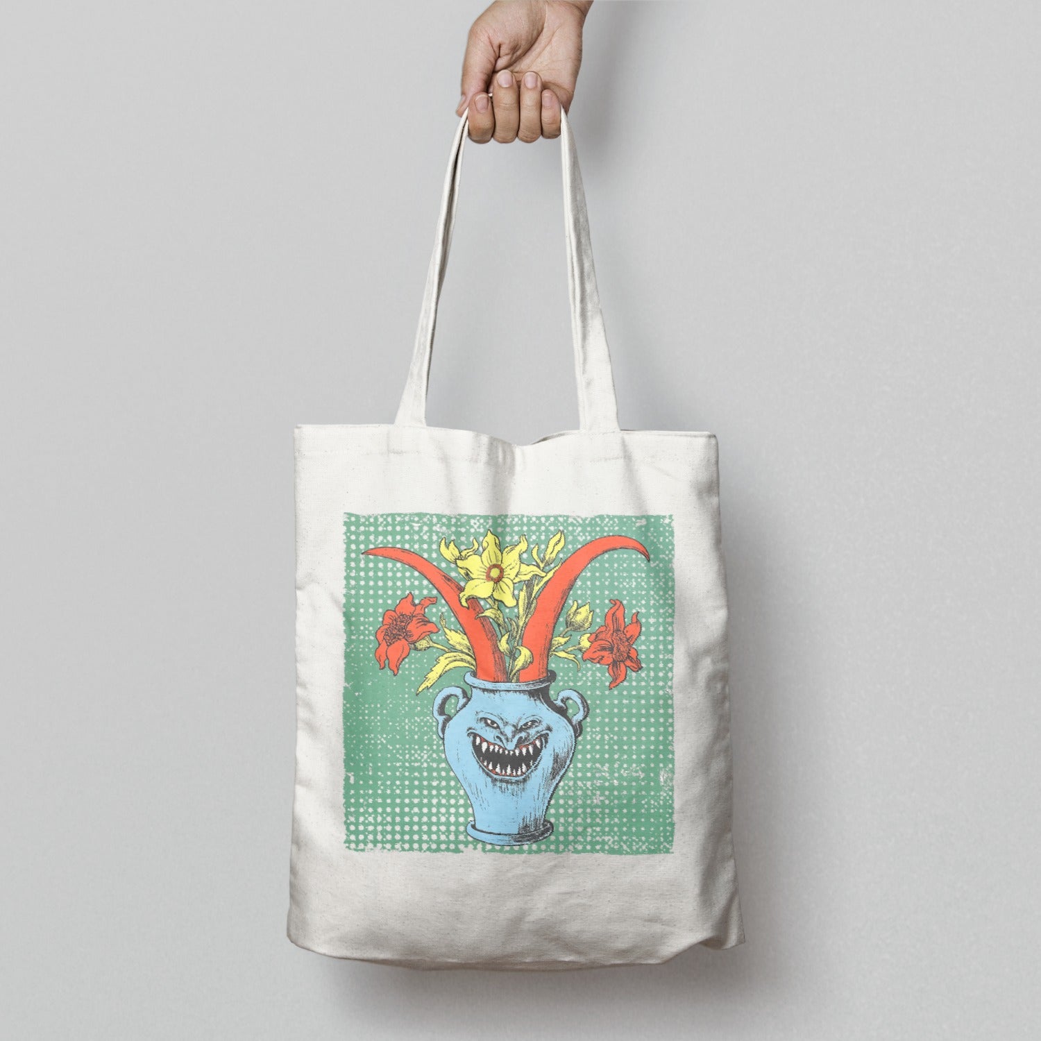 Colorful Flower Evil Face Tote Customizable Design Bag