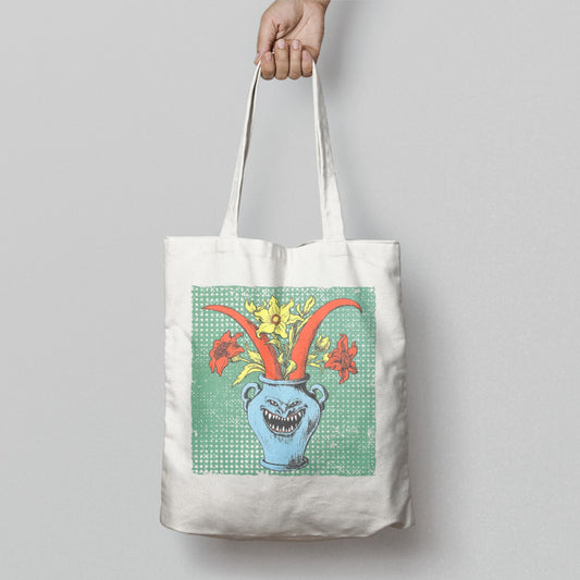 Colorful Flower Evil Face Tote Customizable Design Bag