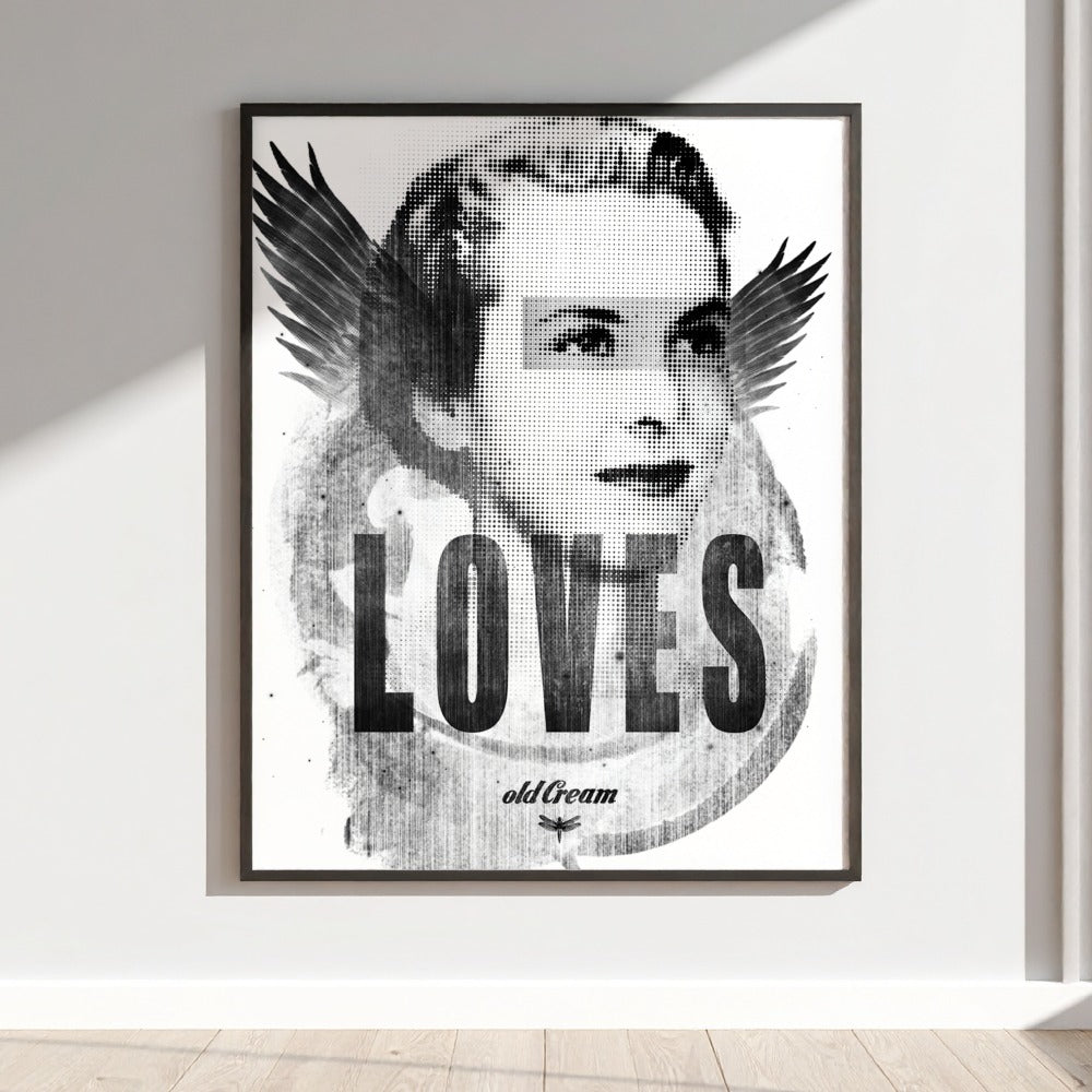 Vintage Art Print with Retro Black and White Design
