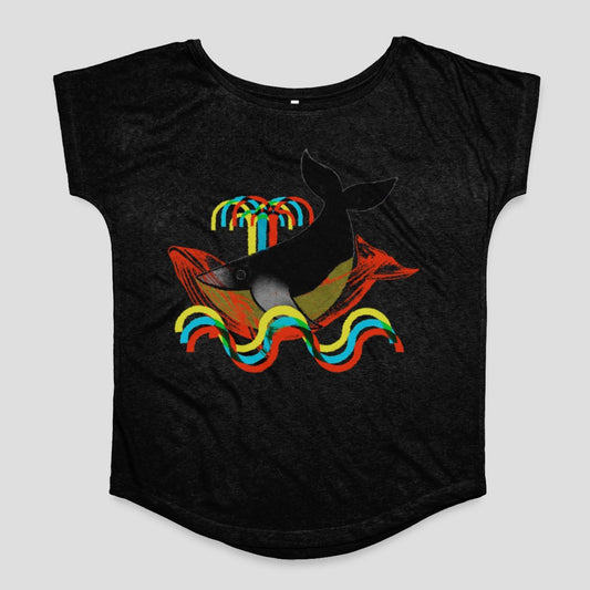 Colorful Whale and Waves Graphic T-shirt