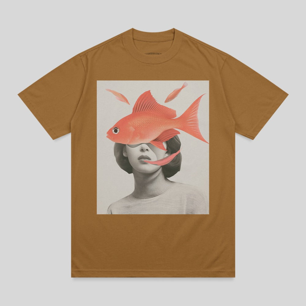 Surreal Goldfish Woman Face Graphic Design Unique product type