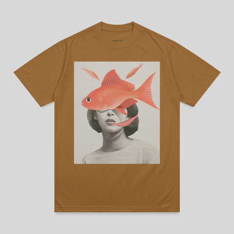 Surreal Goldfish Woman Face Graphic Design Unique product type