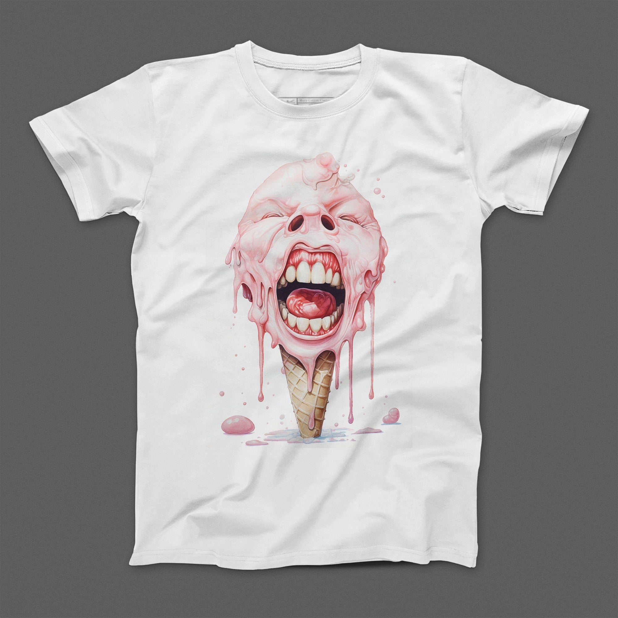 Melting Face Ice Cream Cone Graphic T-Shirt