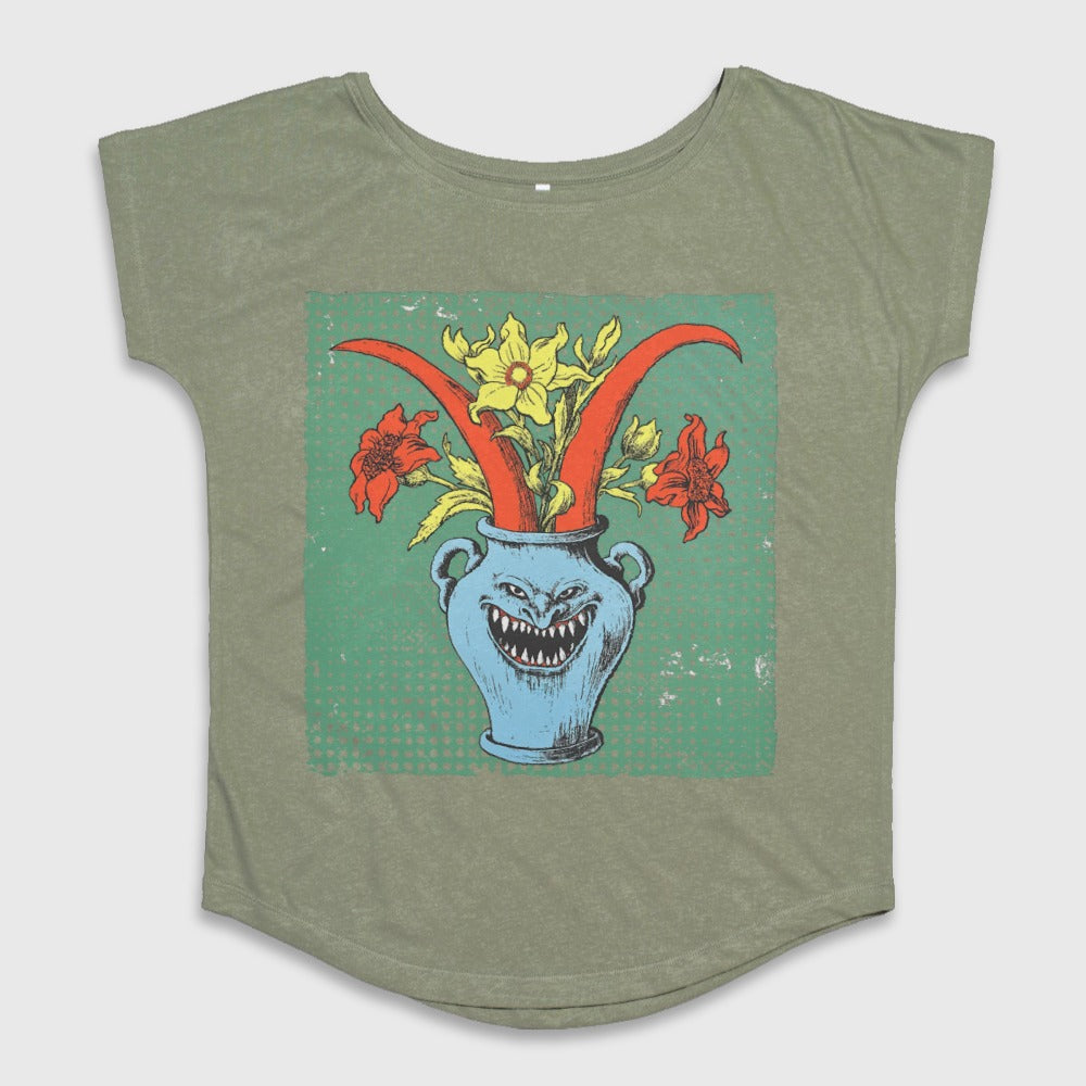 Colorful Monster Flower Pot Graphic T-Shirt