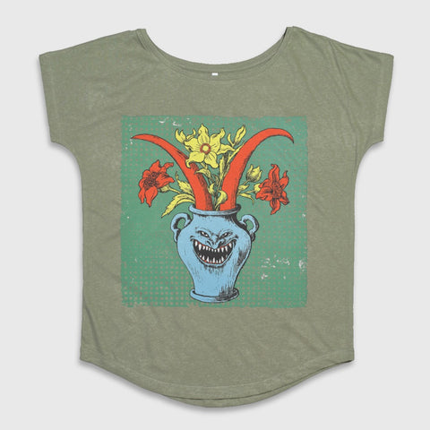 Colorful Monster Flower Pot Graphic T-Shirt