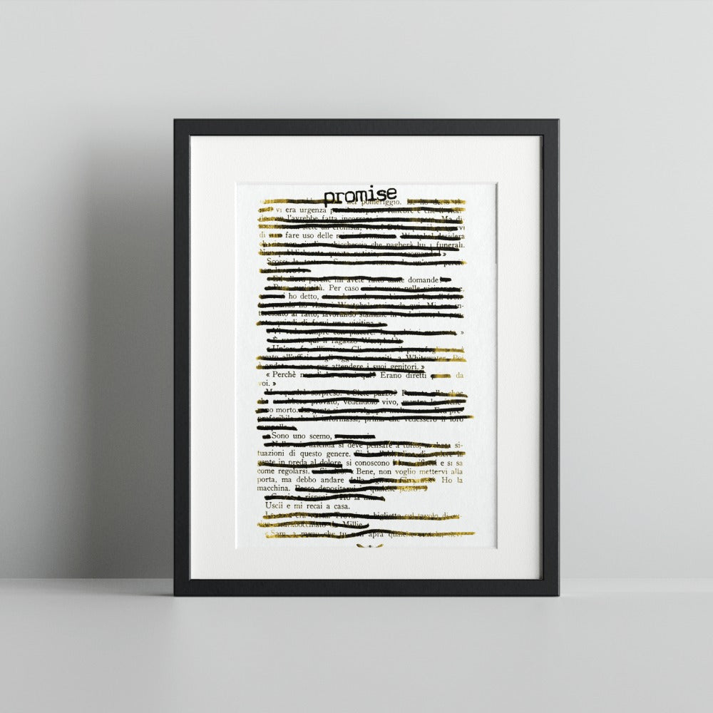 Unique Promise Blackout Poetry Art in Black Frame Poster