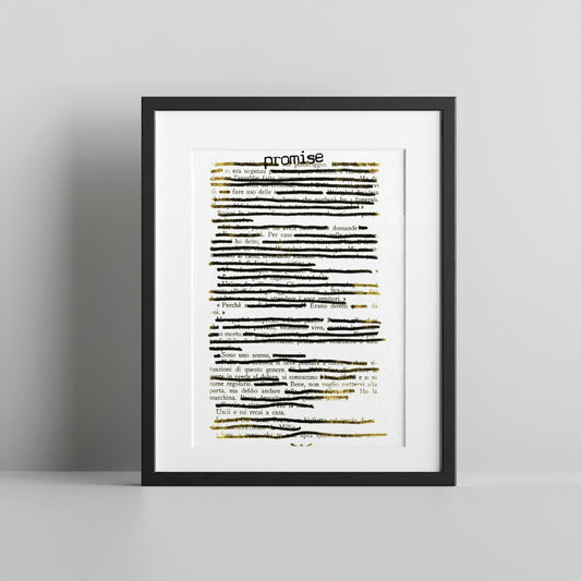 Unique Promise Blackout Poetry Art in Black Frame Poster