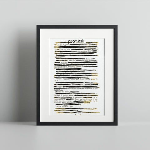 Unique Promise Blackout Poetry Art in Black Frame Poster