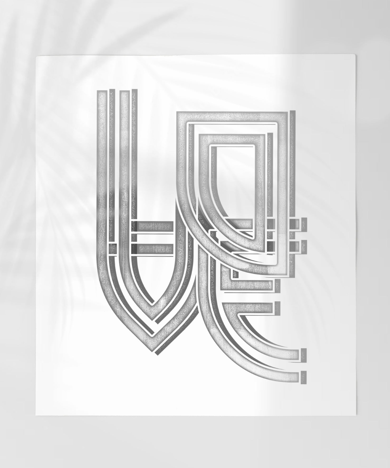 Geometric Abstract Art Print with Silver Accents