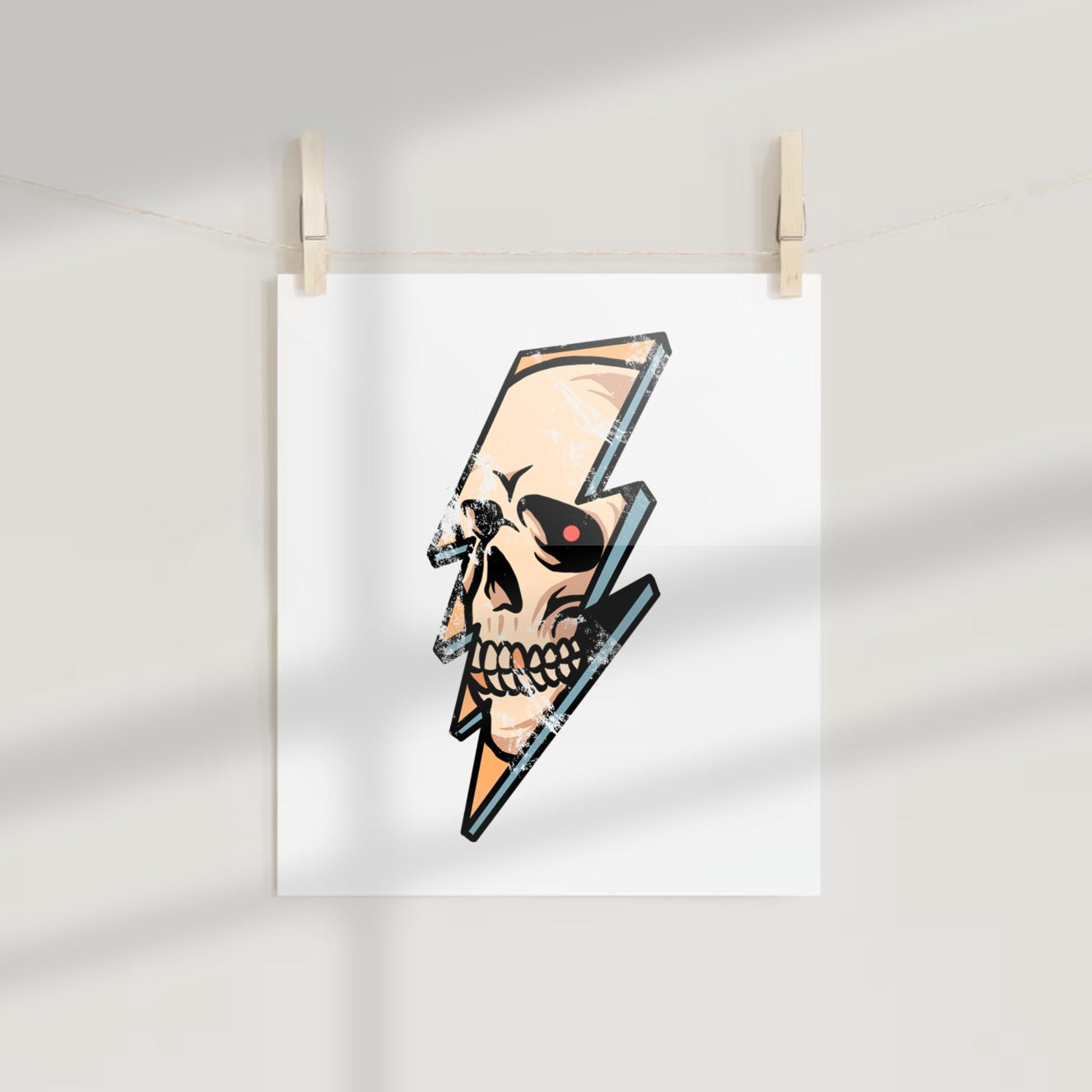 Lightning Skull Art Print with Bold Graphics Design