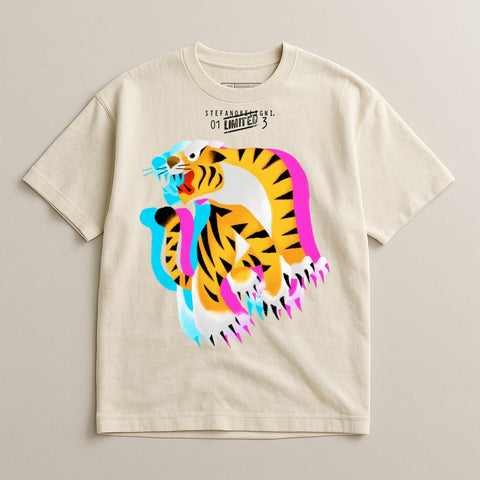 Graphic tiger artwork with vibrant colors t-shirt