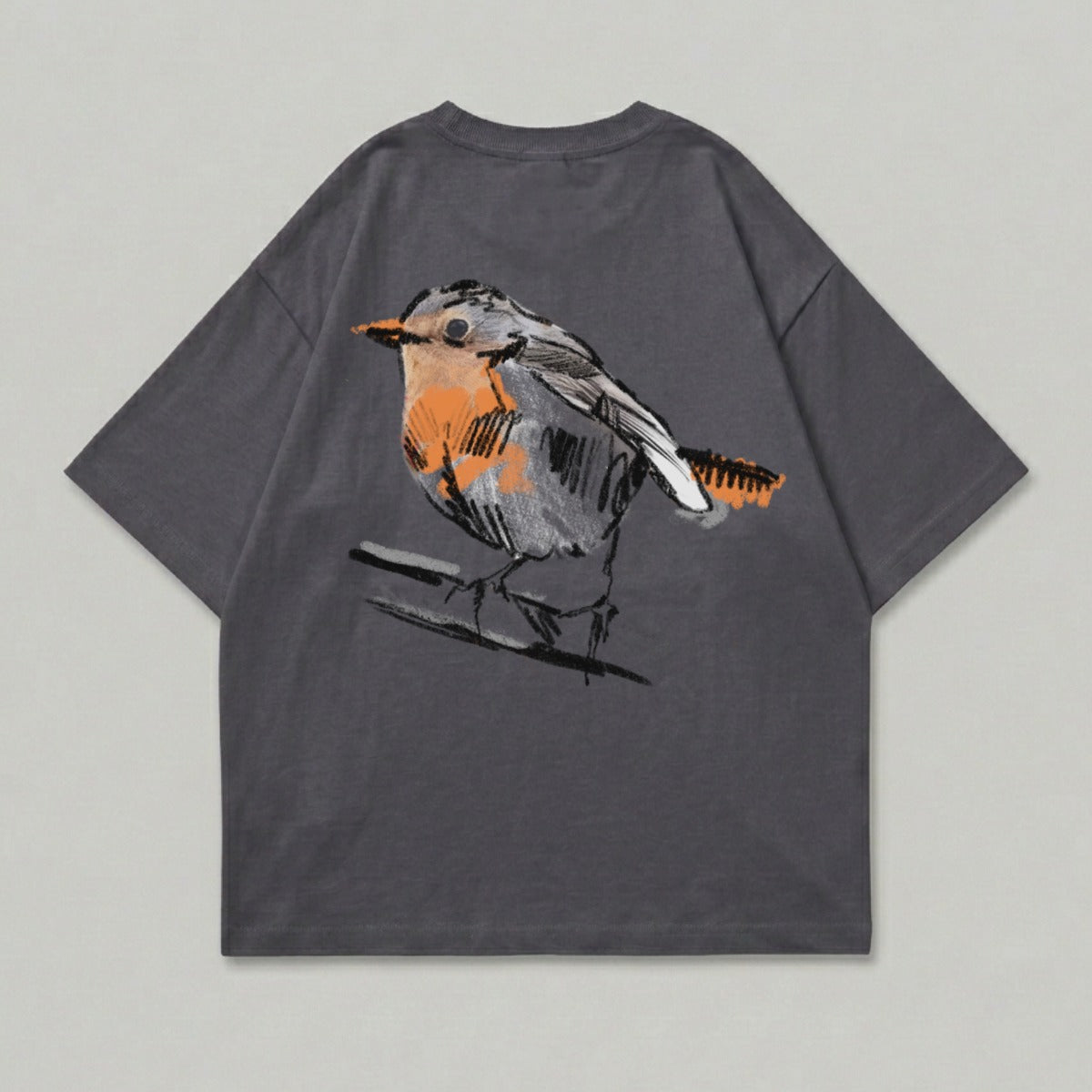 Charcoal gray detailed sketch style bird graphic design product type