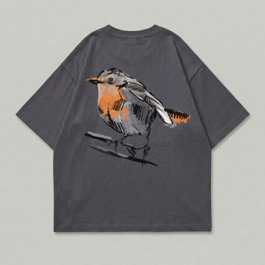 Charcoal gray detailed sketch style bird graphic design product type