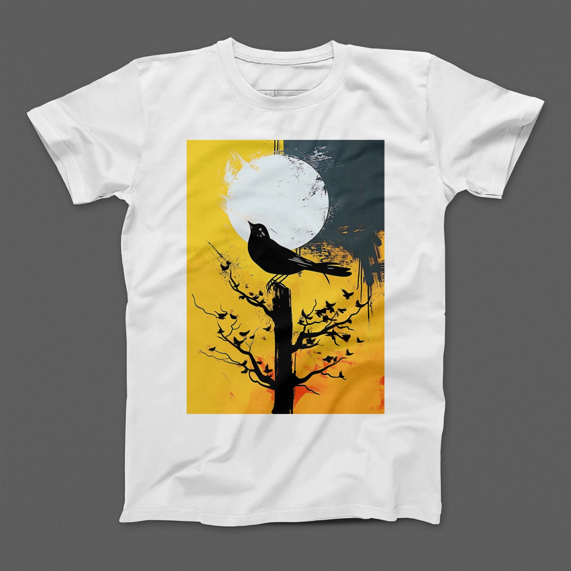 Black Bird Silhouette Against Sunset T-shirt