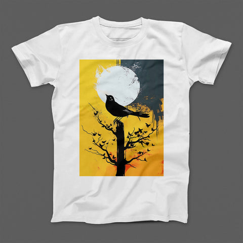 Black Bird Silhouette Against Sunset T-shirt