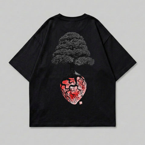 Black Tree Heart Roots Graphic Unique Design T-shirt product type