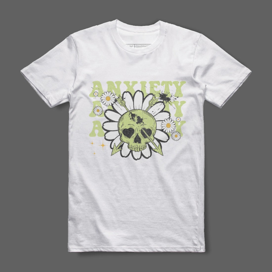 Anxiety Flower Skull Graphic T-Shirt