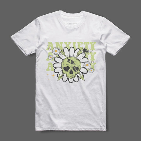 Anxiety Flower Skull Graphic T-Shirt