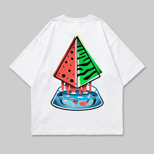 Red green striped dotted pyramid fishbowl fish graphic product type