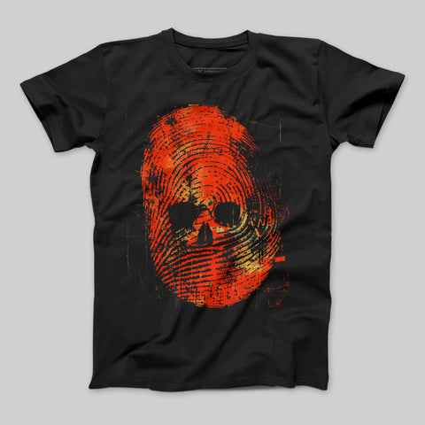 Distressed Red Skull Fingerprint Graphic T-Shirt
