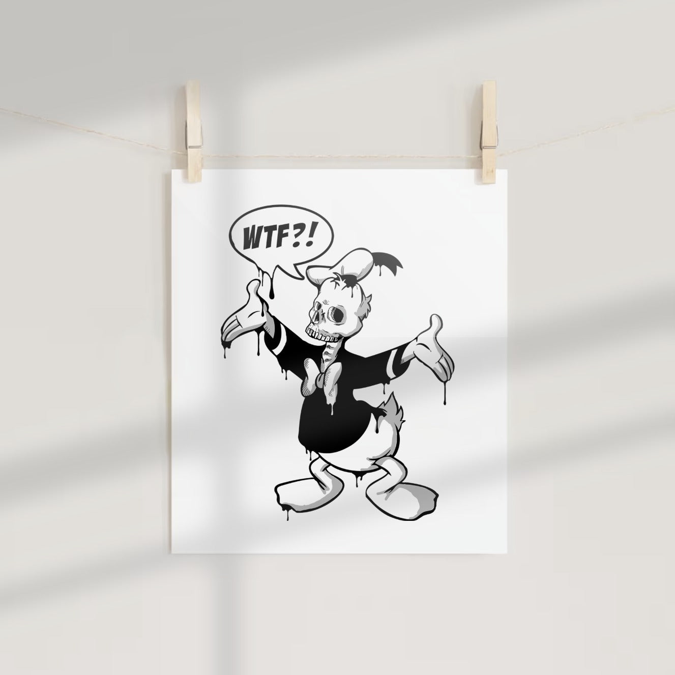WTF Skeleton Duck Cartoon Art Print Poster Decor