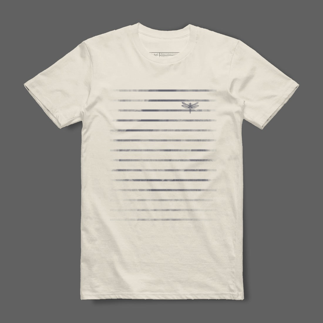 Striped Pattern Casual Tee with Small Graphic Shirt