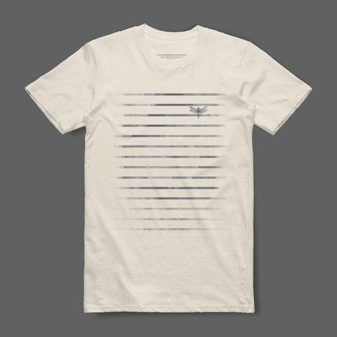 Striped Pattern Casual Tee with Small Graphic Shirt