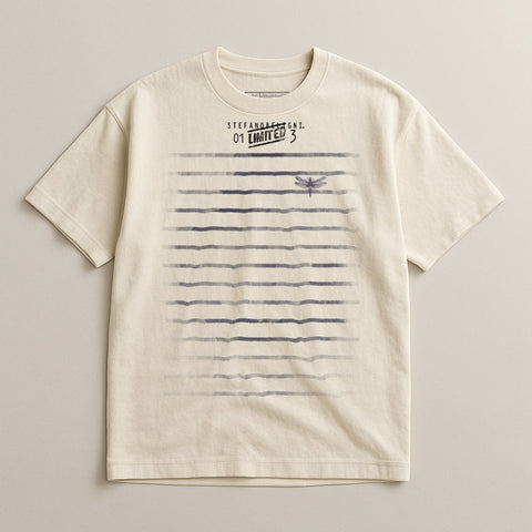 Striped Design Graphic Tee with Limited Edition Print